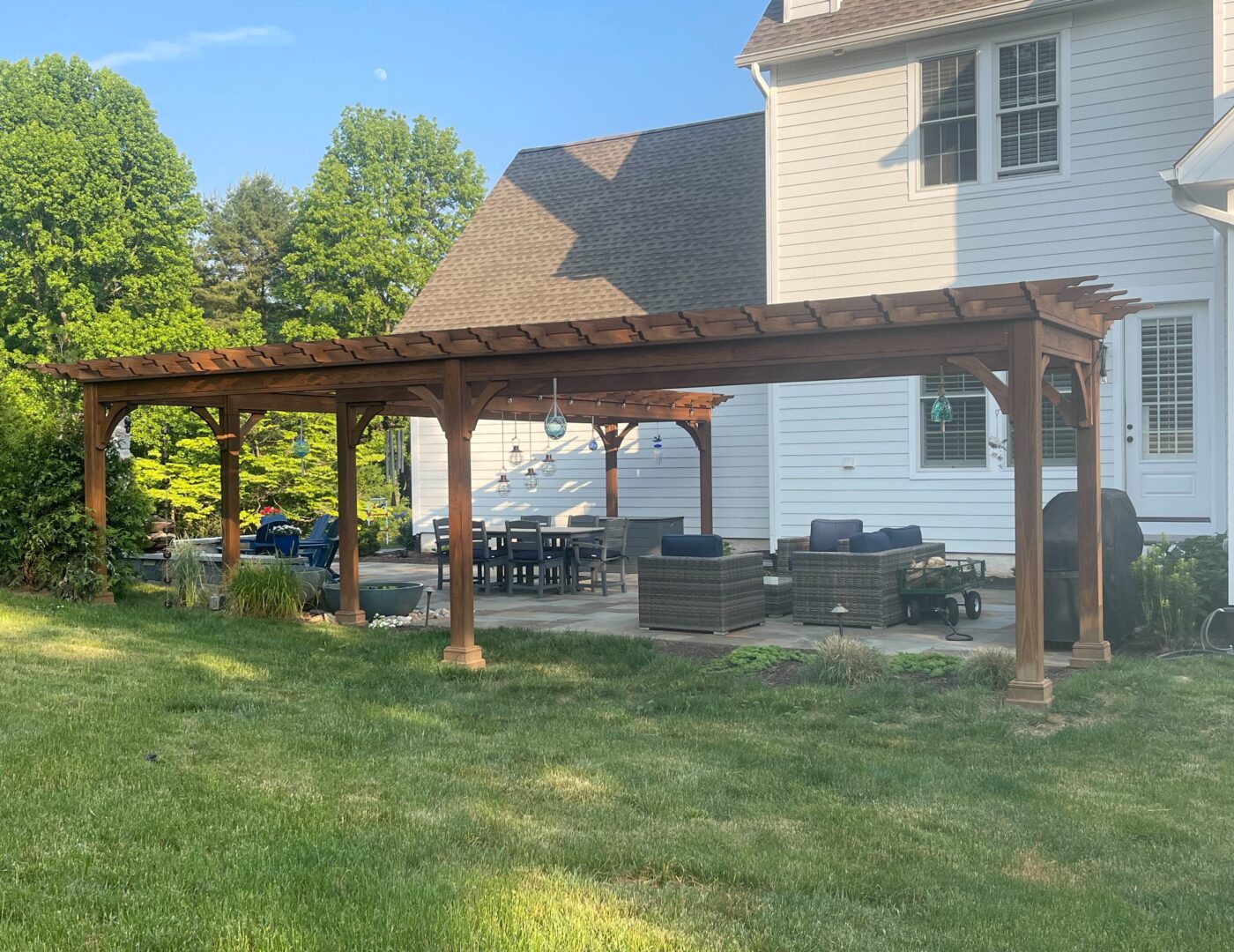 L Shaped Pine Traditional Pergola